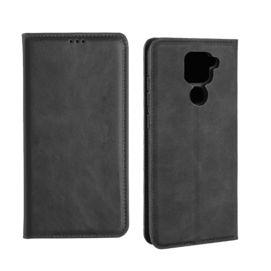 Capa Flip de Couro com Bolso Interno para Xiaomi Redmi Note 9 Preto